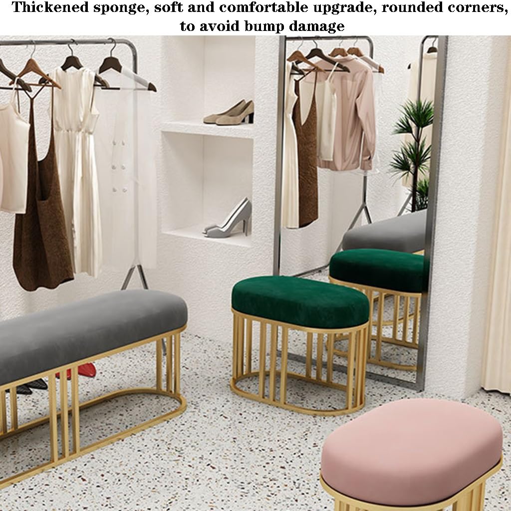 EsEntL Schuh-Eingangsbank, Schuhsitz, Schuhbank mit gepolstertem Stoff-Sitzkissen, perfekt für Eingangsbereich, Flur, Wohnzimmer, Schlafzimmer (Farbe: Grün, Größe: 60 x 35 x 45 cm)