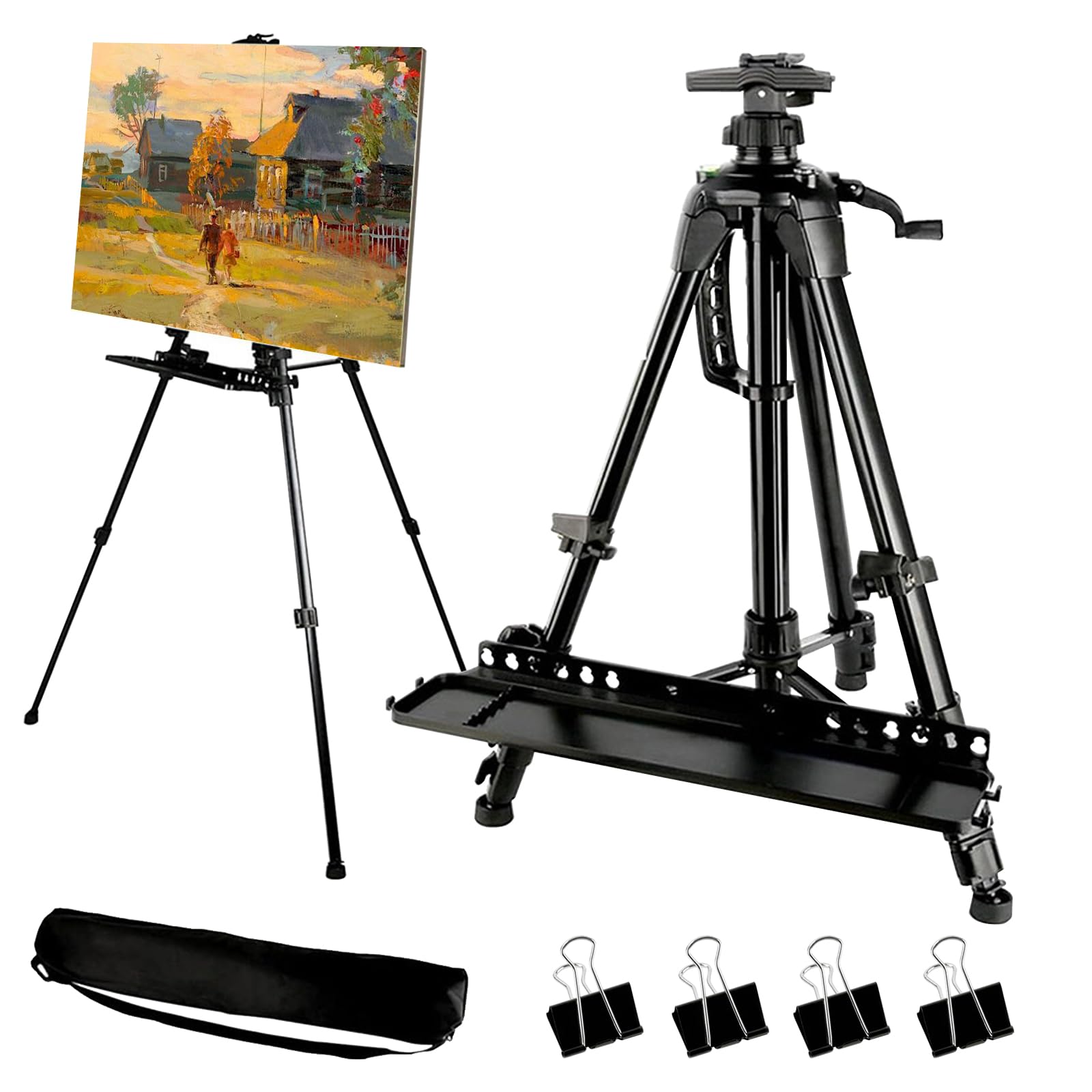 Caballete grande L 50-157 cm, caballete para pintar, caballete de artistas, caballete de atletismo, caballete plegable con bolsa portátil/bandeja de color, caballete de mesa y suelo para dibujar