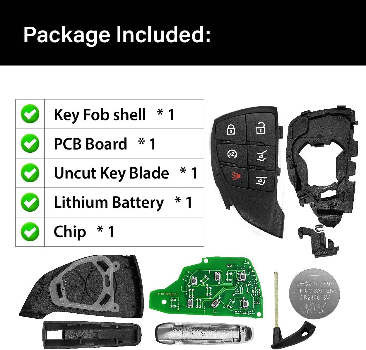 Replacement for 2020-2025 Chevrolet Suburban Tahoe Key Fob Remote Control YG0G21TB2 6 Buttons 433MHz