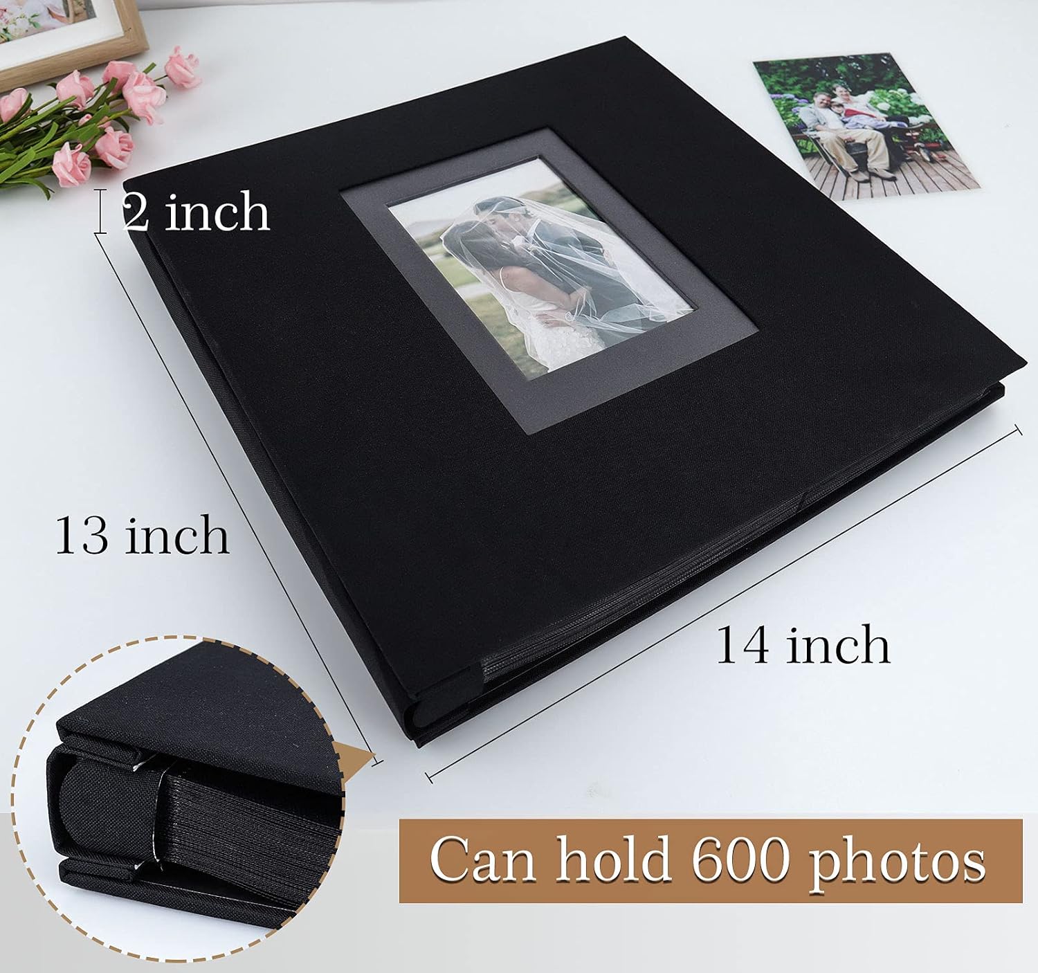 Vienrose 4x6 Photo Album for Photos Linen Cover Black Pages Photo Book Large Capacity Picture Albums for Valentine Wedding Christmas Birthday (Black - Image 4