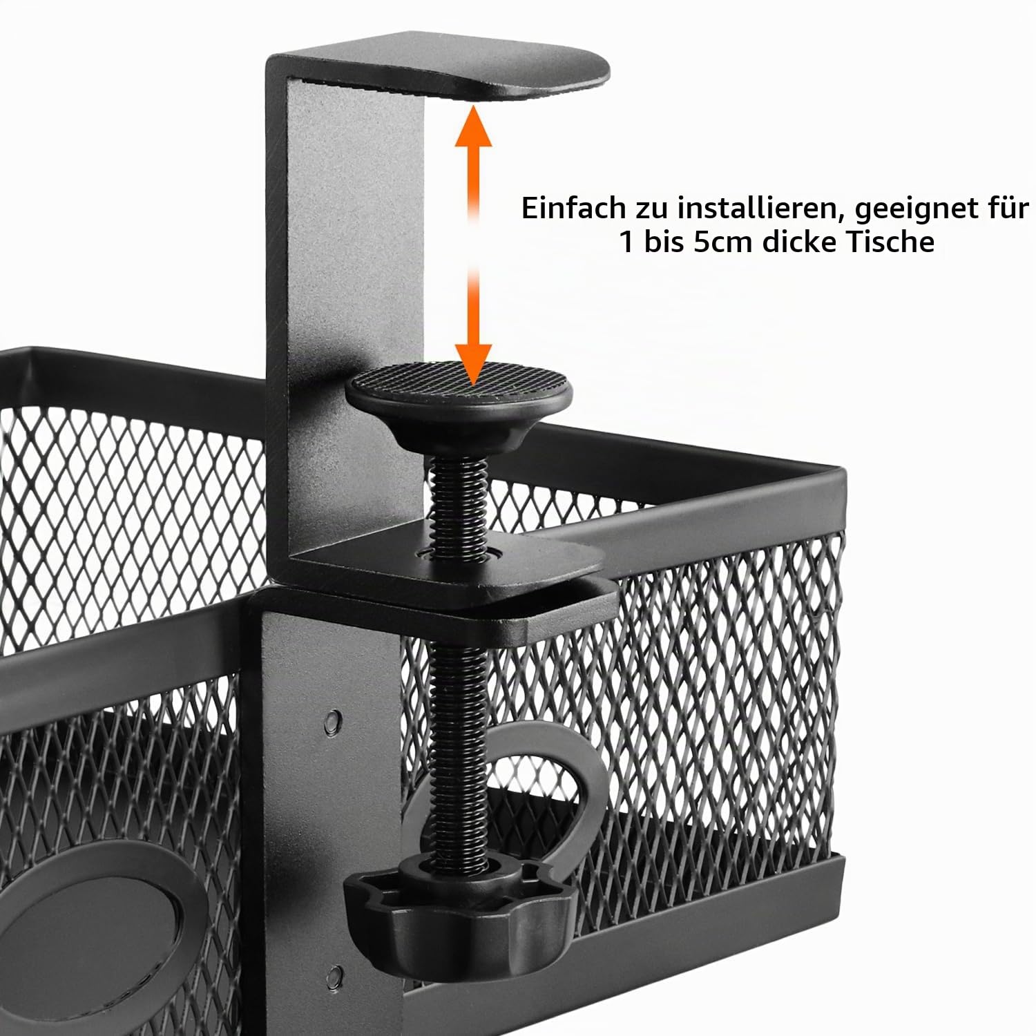 QWORK® Untertisch-Aufbewahrung, Unter-Schreibtisch-Organizer, 360° drehbar, Büroaufbewahrung im Klemmstil, Metallgeflecht-Design