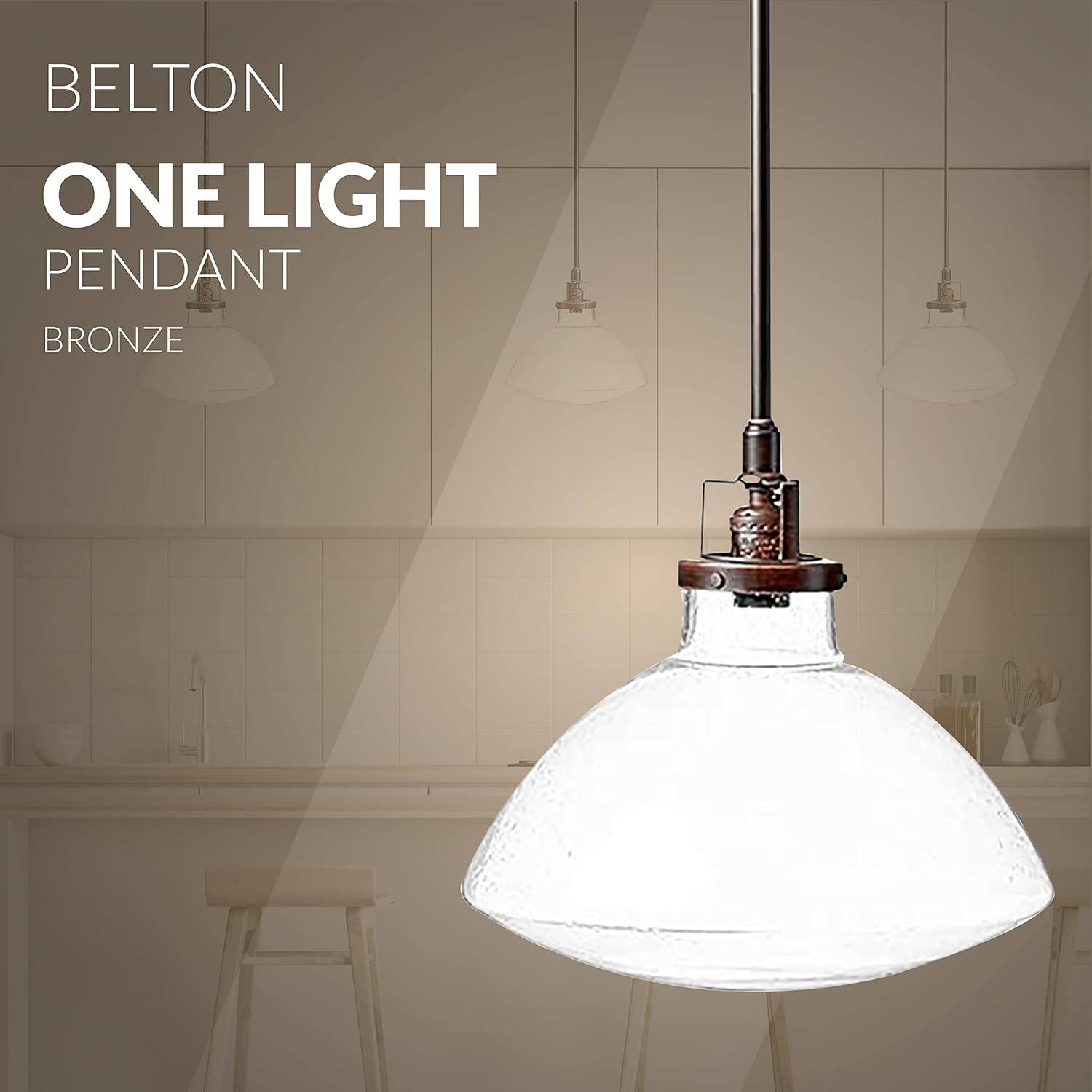Generation Lighting 6514501-710 Belton One - Light Pendant Hanging Modern Fixture, Bronze