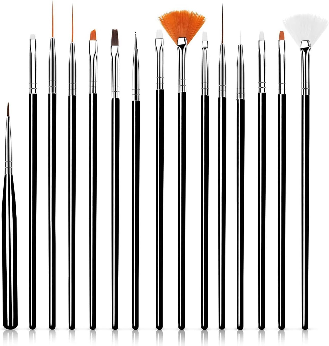 DELFINO 15 pcs Nail Art Design Painting Dotting Detailing Pen Brushes Set Bundle Tool Kit