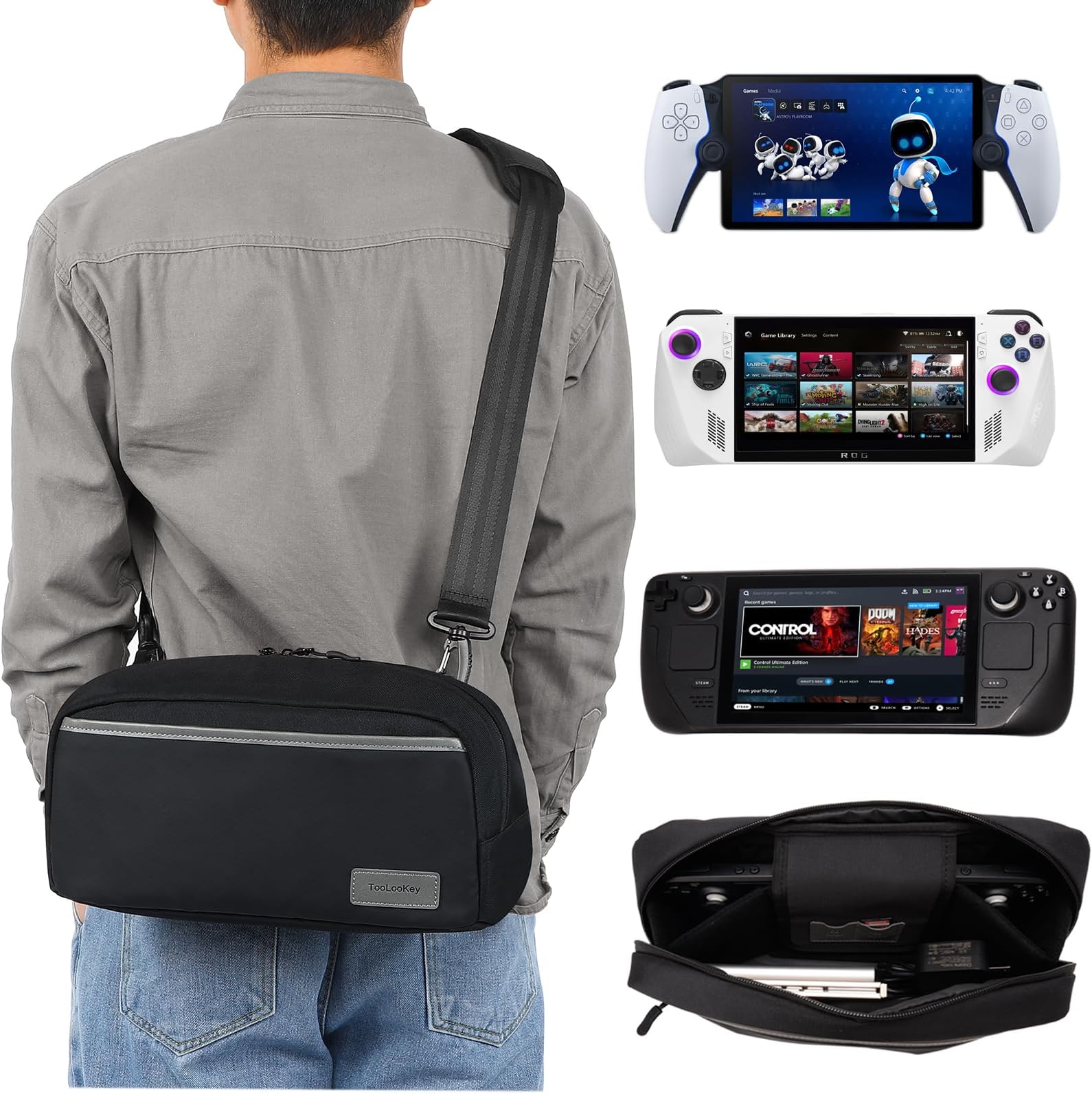 TOOLOOKEY Carrying Case Bag for Steam Deck, Travel Carry Case Bag for Steam Deck Console, Game Accessories Storage Shoulder Bag for Valve Steam Deck