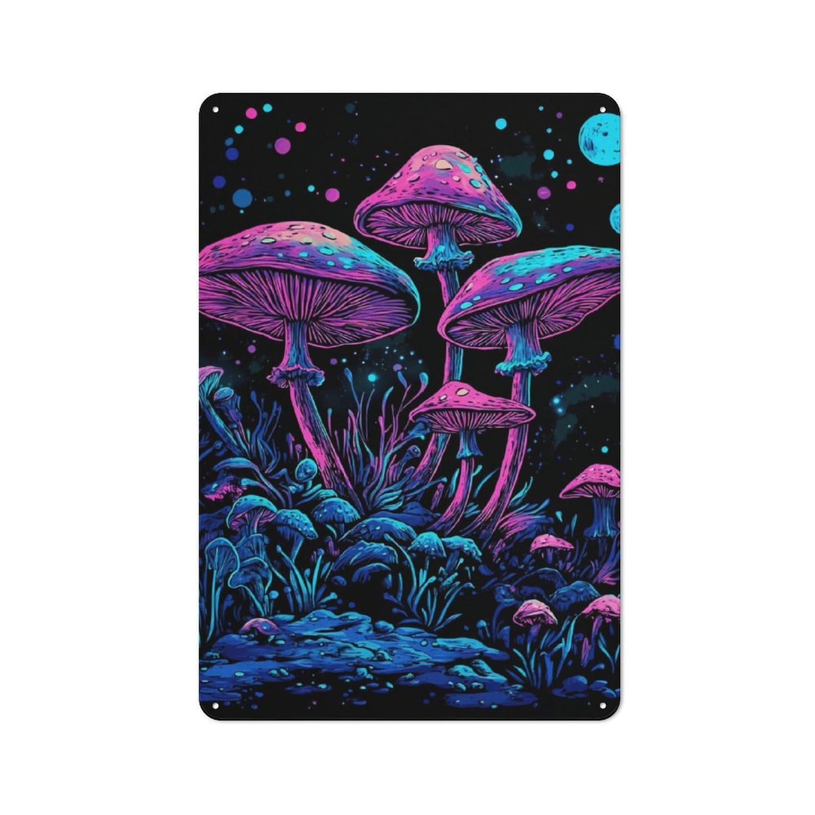 Junmoney Mushroom Forest Rustic Tin Sign 30X20cm Featuring For Bar Or Restaurant, A Housewarming Gift For Bar Decor Enthusiasts