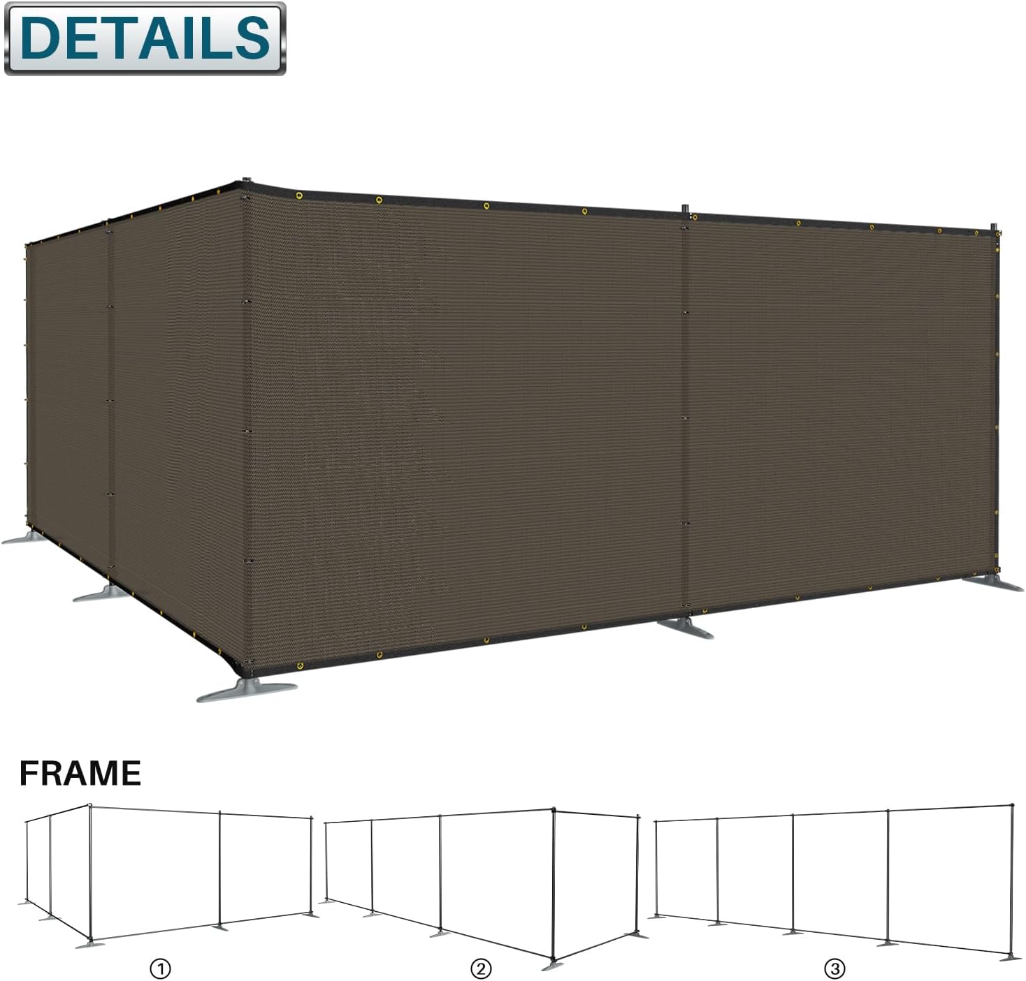 Coarbor Iron Poles Privacy Fence 6'H x 24'W Metal Fence Covering Privacy Fence Screen with Zipties and Base Anchor for Outside Garden Backyard Dog Kennel Chicken Pool, Brown
