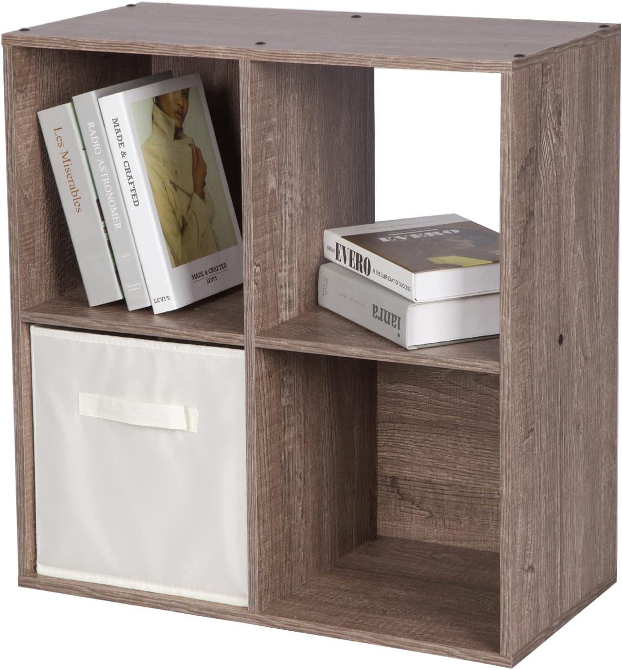PACHIRA E-Commerce 3-Tier Cube Bookshelf White Bookcase with Legs, 7 Cubes