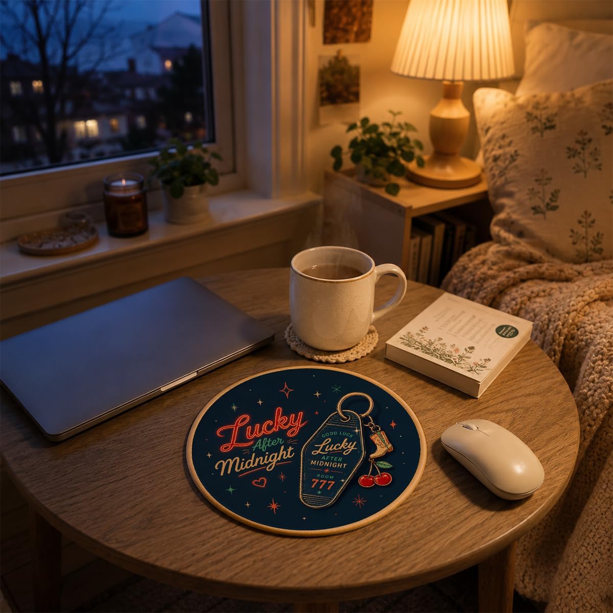 Western Lucky Aesthetic Round Mouse Pad, Retro Y2K Desk Decor image 4
