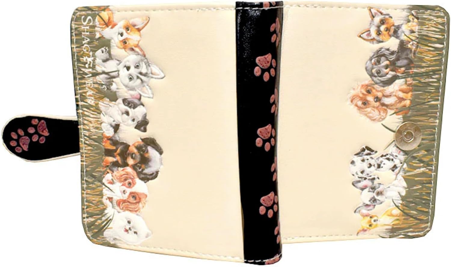 Shag Wear Puppy Love Small Dog Wallet for Women and Teen Girls Vegan Faux Leather Beige 4.5"