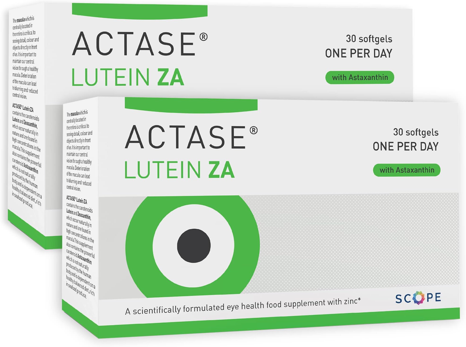 ZA - Double Pack - Scientifically Formulated Lutein and Zeaxanthin Eye Care Supplement with Added Vitamins to Maintain Healthy Vision - 2x30 Softgels