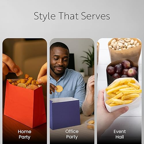 Miniatura 6 de Restaurantware -Bag Tek - Bolsas de papel de 4.25 x 2.5 x 3.75 pulgadas para aperitivos, 100 bolsas grandes para papas fritas  Desechables,