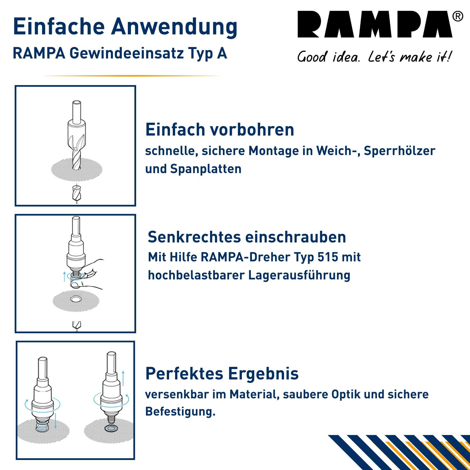 RAMPA Gewindemuffe Typ A, M16 x 30 mm, Stahl verzinkt, 10 Stück