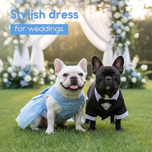 Miniatura 7 de ASENKU Vestido para Perro Vestido de Boda para Mascotas Princesa de Encaje Cachorro Traje de Fiesta de Cumpleaños Ropa Formal para Niña para Perros