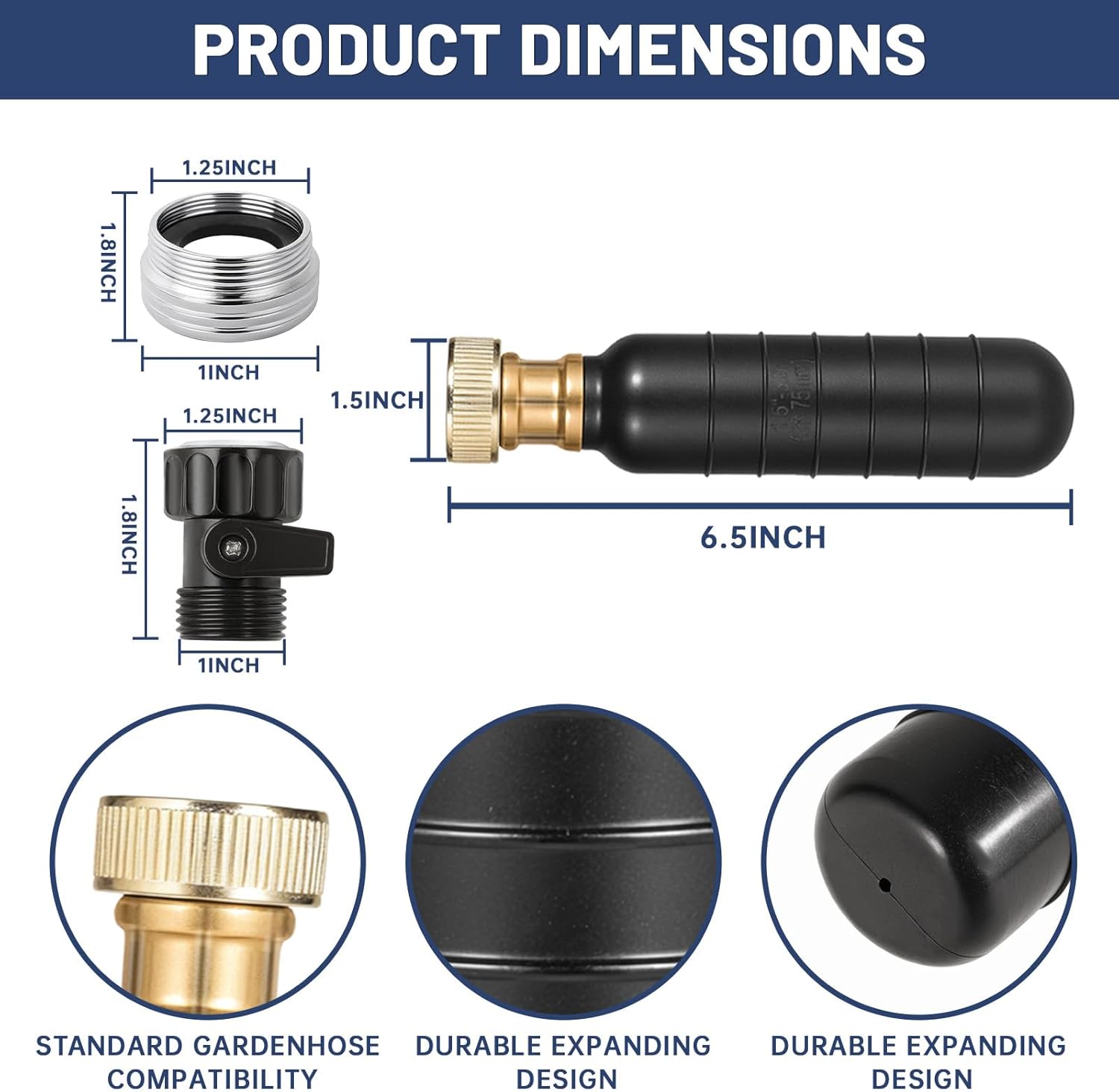 Drain Bladder Kit, Drain Cleaning Bladder With Water Stop Valve Faucet Adapter And 16 3/8ft Garden Hose, Drain Blockage Unclog Kit For Bathroom Drains Kitchen Sinks, Fit 1.5 To 3 IN Drain Pipes