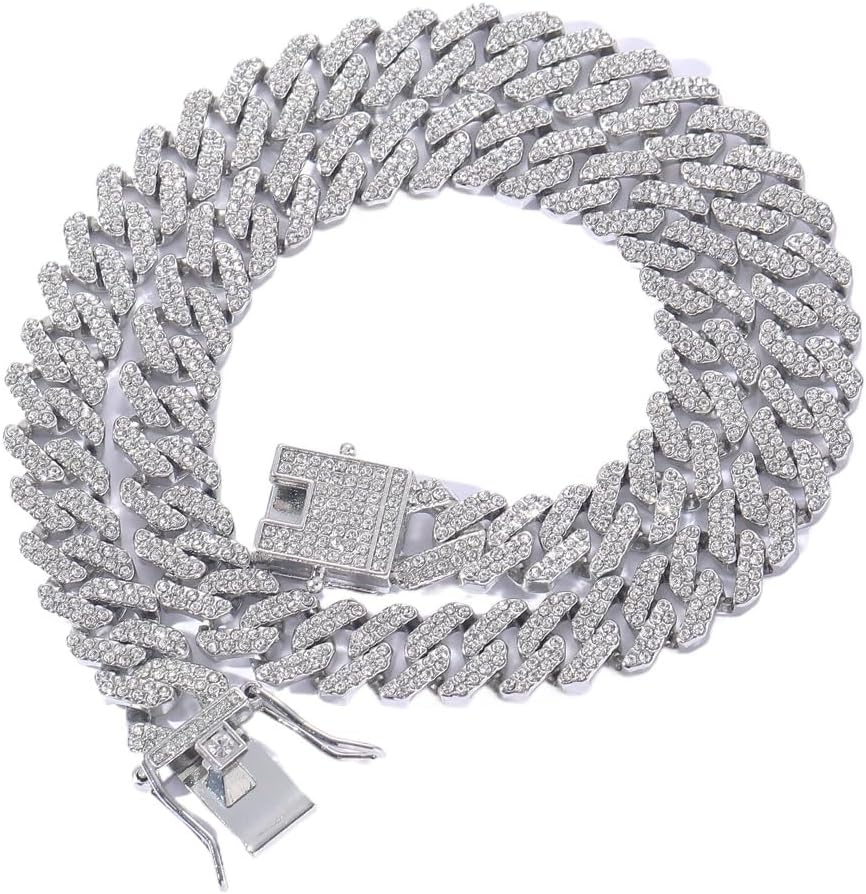 Solid Gold over S925 Sterling Silver 12mm Bar Cuban Link Necklace, Moissanite Coverage on a Classic Chain, Foundation for His Rotation