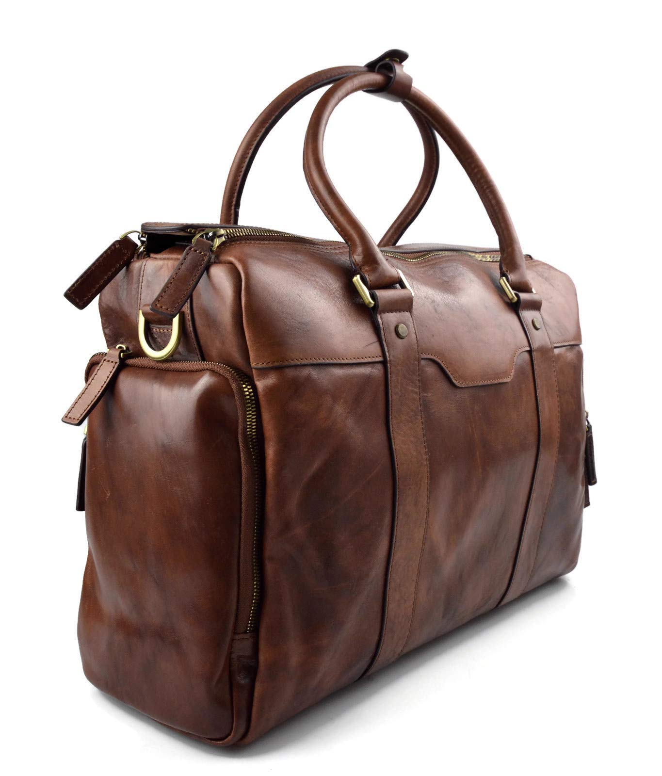 Cartella uomo donna borsa vera pelle porta notebook porta tablet messenger tracolla e manici marrone