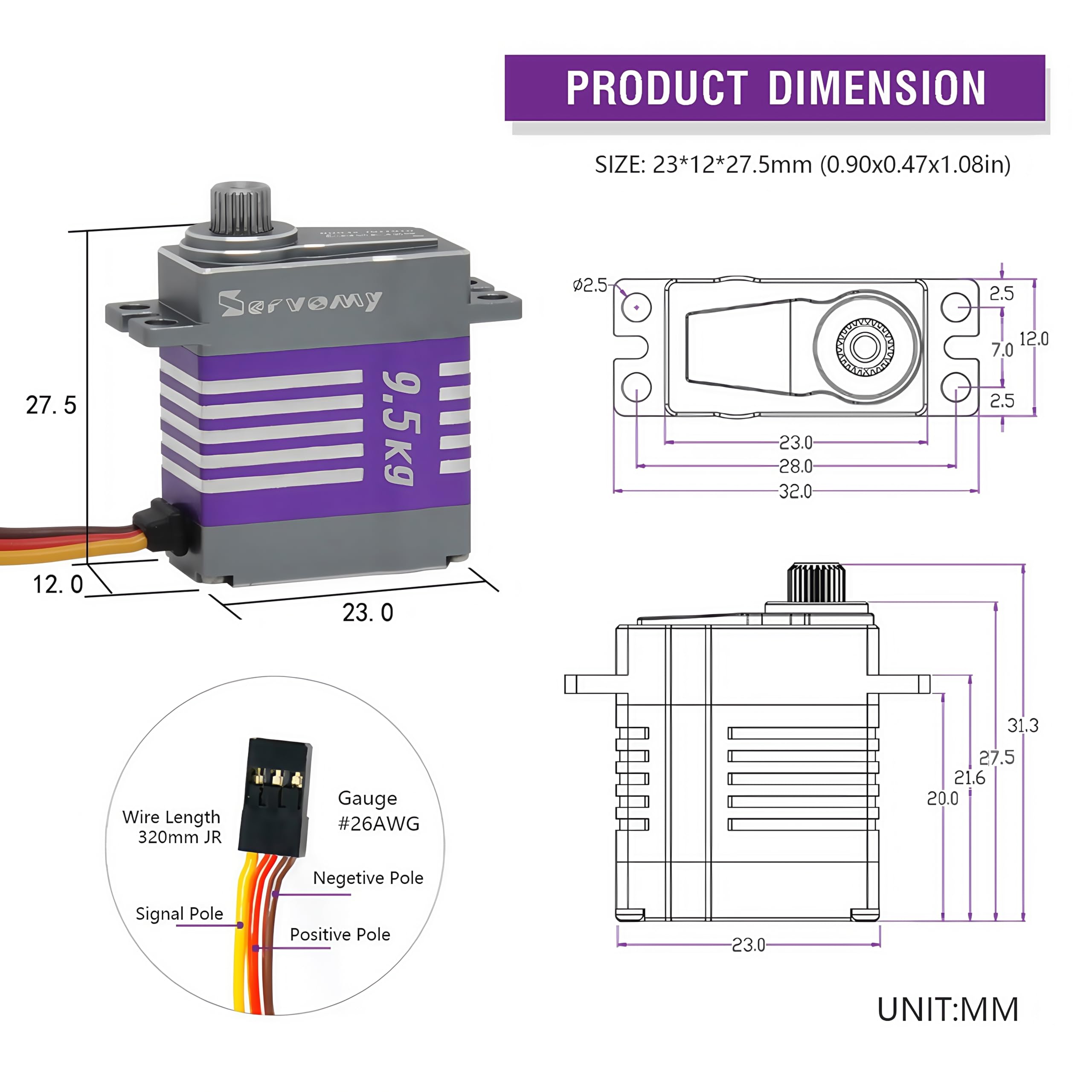 SDS2451, micro servomotor sin escobillas, 9.5 kgf.cm, 0.07 segundos, 8.4 V, carcasa de aluminio de engranaje de metal, mini servos digitales de dirección de velocidad de torsión de alta