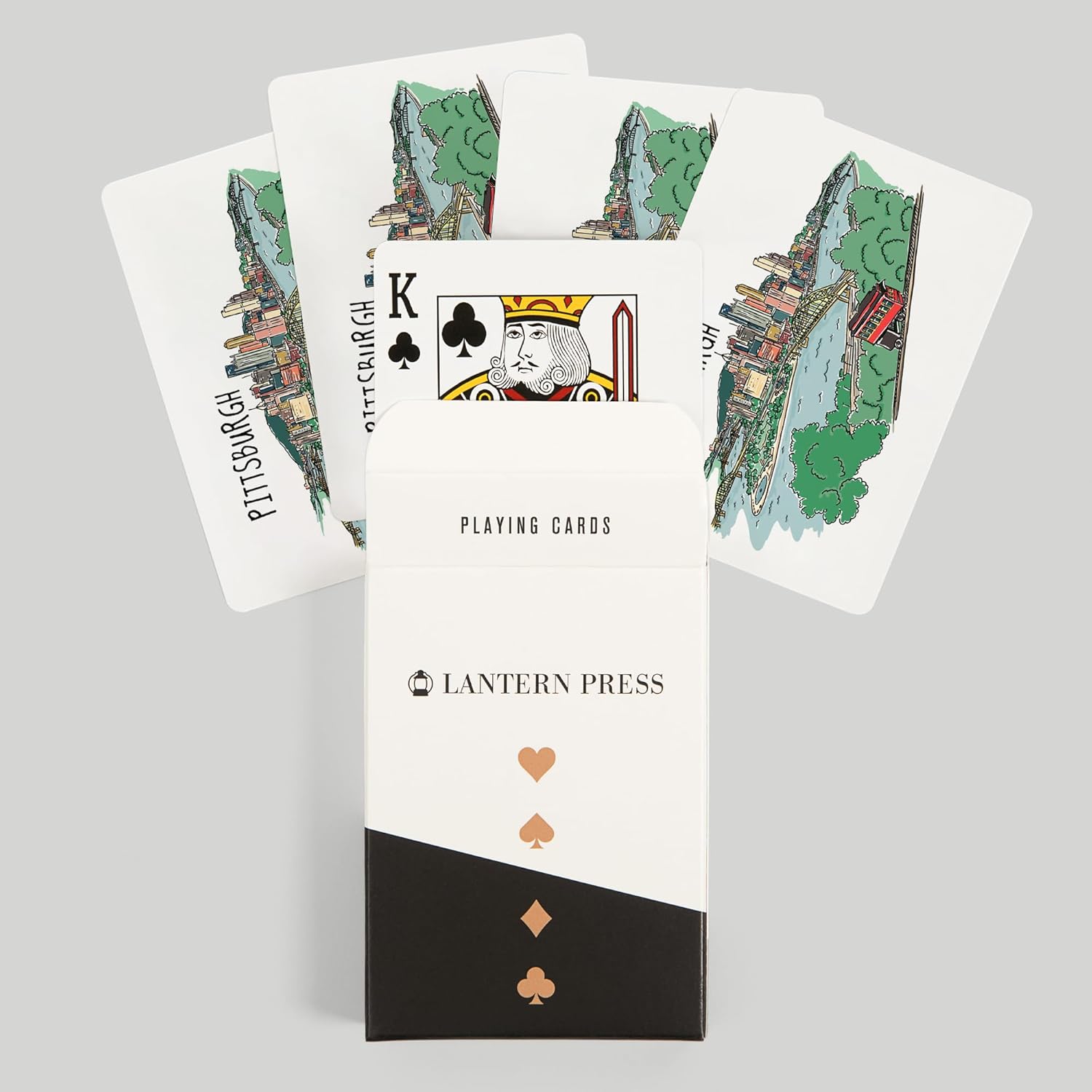 Lantern Press Pittsburgh, Pennsylvania, Line Drawing, 52 Playing Cards for Adults, Poker Size Card Deck