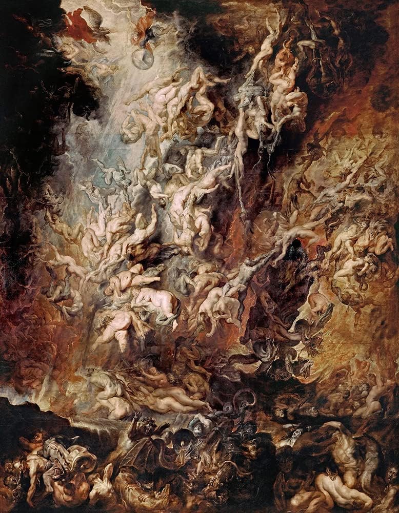 ArtDirect Peter Paul Rubens 15x18 Gold Ornate Frame and Double Matted Museum Art Print Titled - Fall of the Damned (First Half of 17th Century)