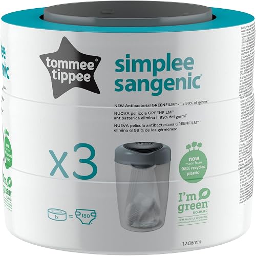 Tommee Tippee Simplee Sangenic Nappy Disposable Bin Refill Cassette 3 Pack