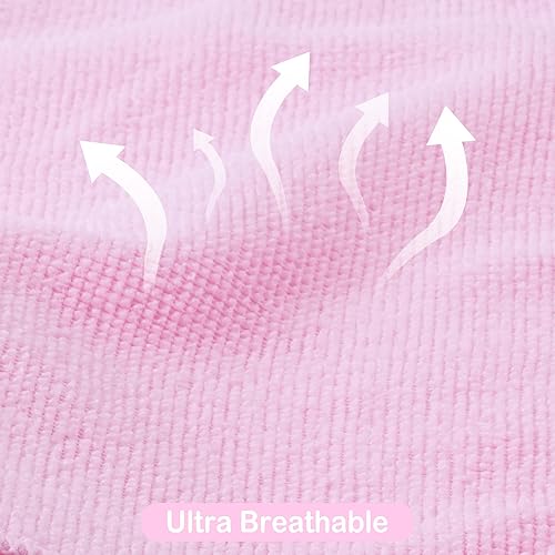 Miniatura 6 de Viviland Toallas y paños de bebé, juego de toallas de baño rosas suaves y absorbentes, toallas con capucha de elefante con 5 paños de cara para bebé