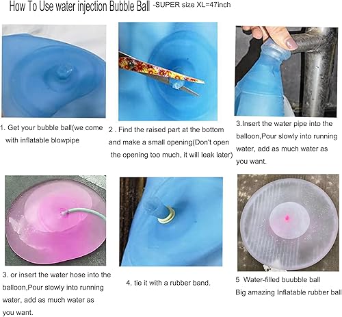 Miniatura 4 de Bola de burbujas para niños de 47 pulgadas, bola de agua inflable gigante de goma suave, bolas de globo de gelatina de gran tamaño para playa y