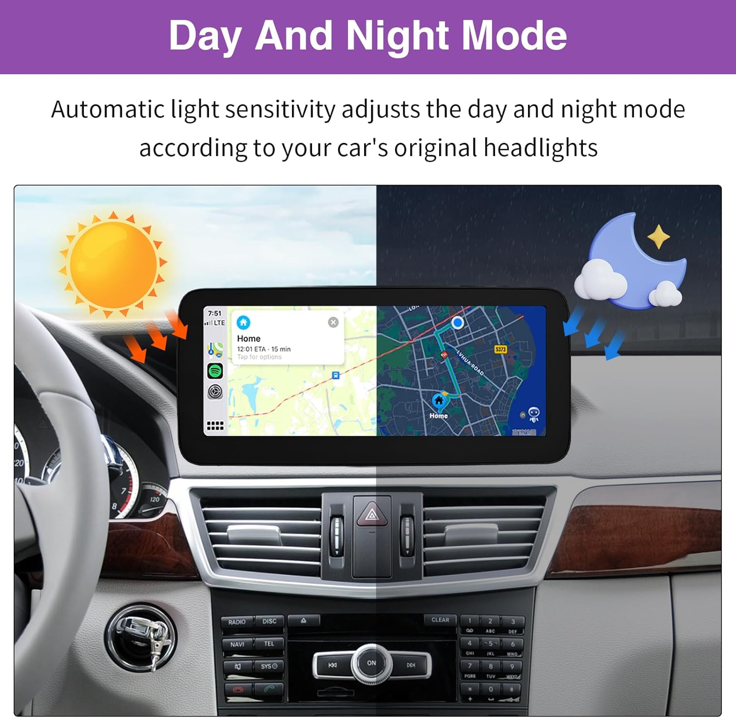 NINETOM 10.25 inch Touchscreen Wireless CarPlay Android Auto Multimedia Car Radio Receiver Compatible with Mercedes Benz E Class W212 with NTG4.5/4.7 System (2013-2015)