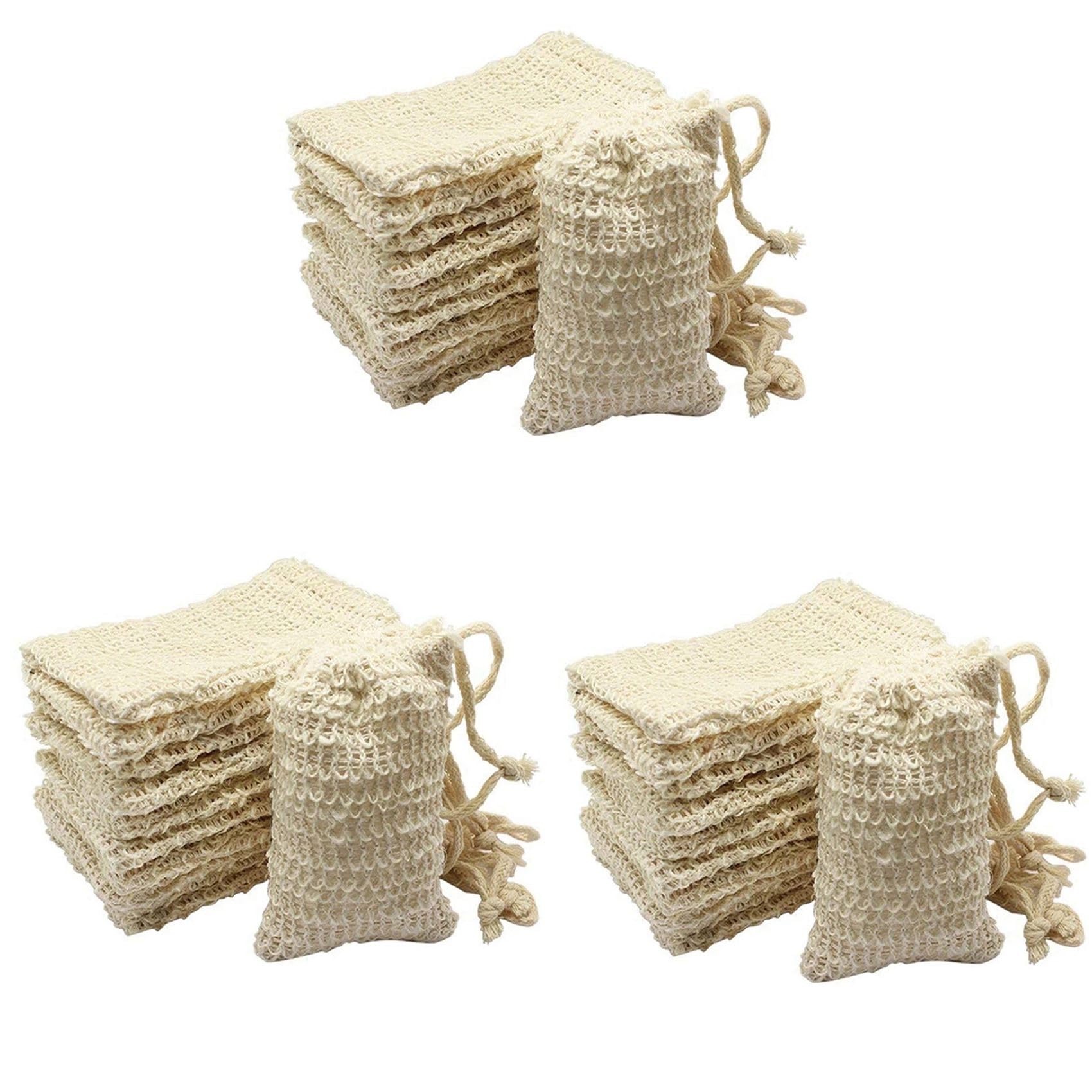 Hndhbfgrt 90 Pcs Natural Sisal Soap Bag Exfoliating Soap Saver Pouch Holder