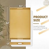 Vista 2 de MAONAME Bandeja decorativa dorada para mesa de café, moderna bandeja para servir con asas, bandejas otomanas de plástico para sala de estar