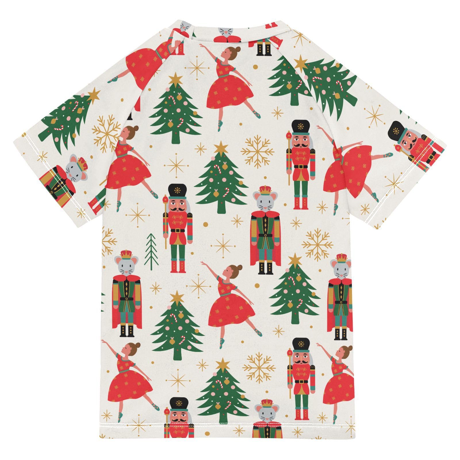 Aflyko Christmas Boys' Swim Shirt Nutcrackers Ballet Xmas Snowflake Rash Guard Beachwear Sun Protection Fishing Hiking Camping Surfing Swimming Toddler Infant Summer Daily T-Shirt, 4T Multicoloured