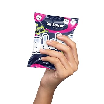 Blobs SOUR Gummy Candy Low Sugar & Low Calorie- No Sugar Alcohols, Vegan, No Dyes- Watermelon-Lychee, Black Ras Cherry, Strawberry Yuzu - (Pack of 6) Mixed Bag, All Three Flavors Per Bag