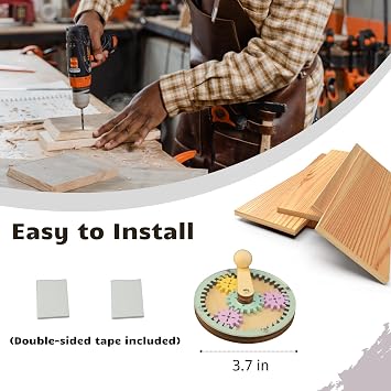 Montessori Busy Board Part Wooden, Handicraft Toy DIY Accessories | Early Educational , Hand Crank Gear, Premium and Safe, Fine Motor Skills, Busy Board Activity, Great for Trip, Travel