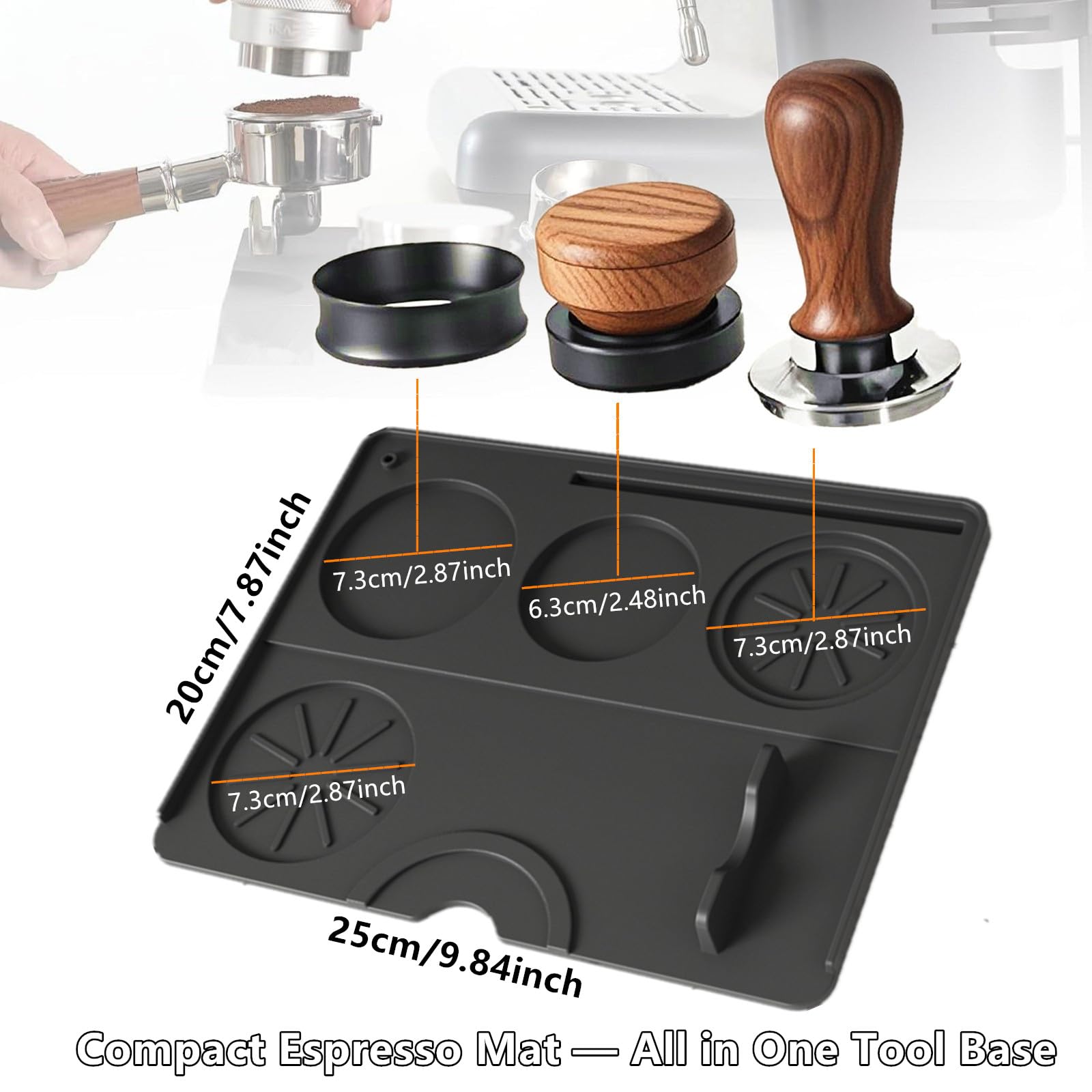 Anhow Tappetino per Caffè Espresso, Tappetino per Manomissione Caffè Accessorio Tappetino in Silicone Tappetini per Tamper per Barista Tool Home Cucina Caffetteria - 21x14 cm