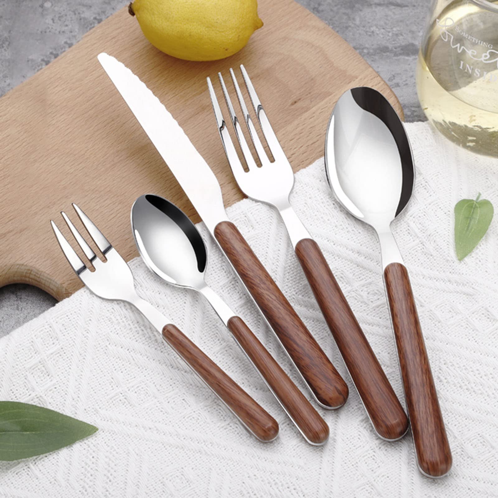 Elegante Juego de Cubiertos de Acero Inoxidable con Mango: colección Completa de Cubiertos Dorados de 30 Piezas para 6 Personas