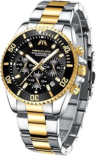 MEGALITH Men\'s Watches Chronograph Stainless Steel Watches for Men Waterproof Designer Mens Wrist Watches Dress Luminous Date Quartz Watch, Gifts for Men