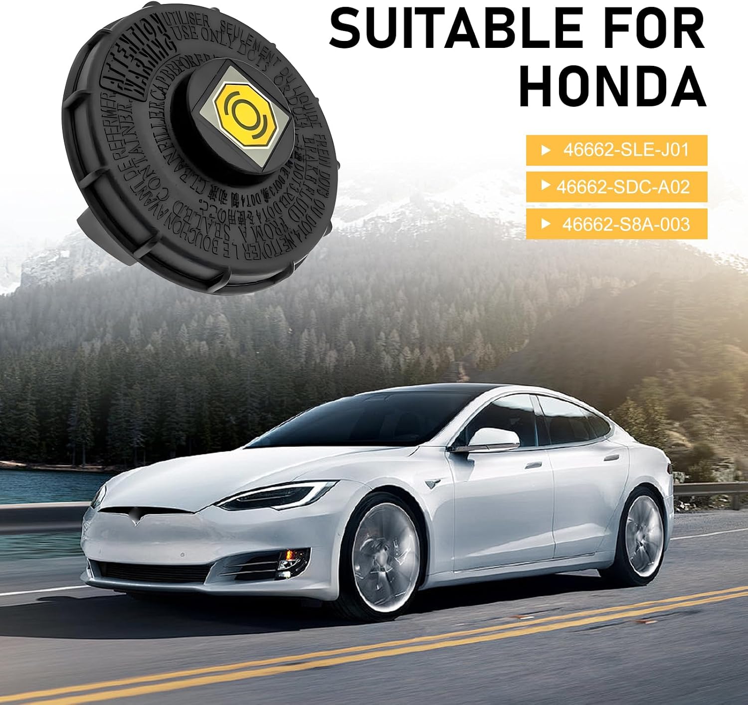 WZP Brake Fluid Cap, Master Cylinder Fluid Cap with Built-in Rubber Sealing Ring, Brake Reservoir Replacement Compatible with Honda Accord, Replaces for 46662-SLE-J01 46662-SDC-A02 46662-S8A-003