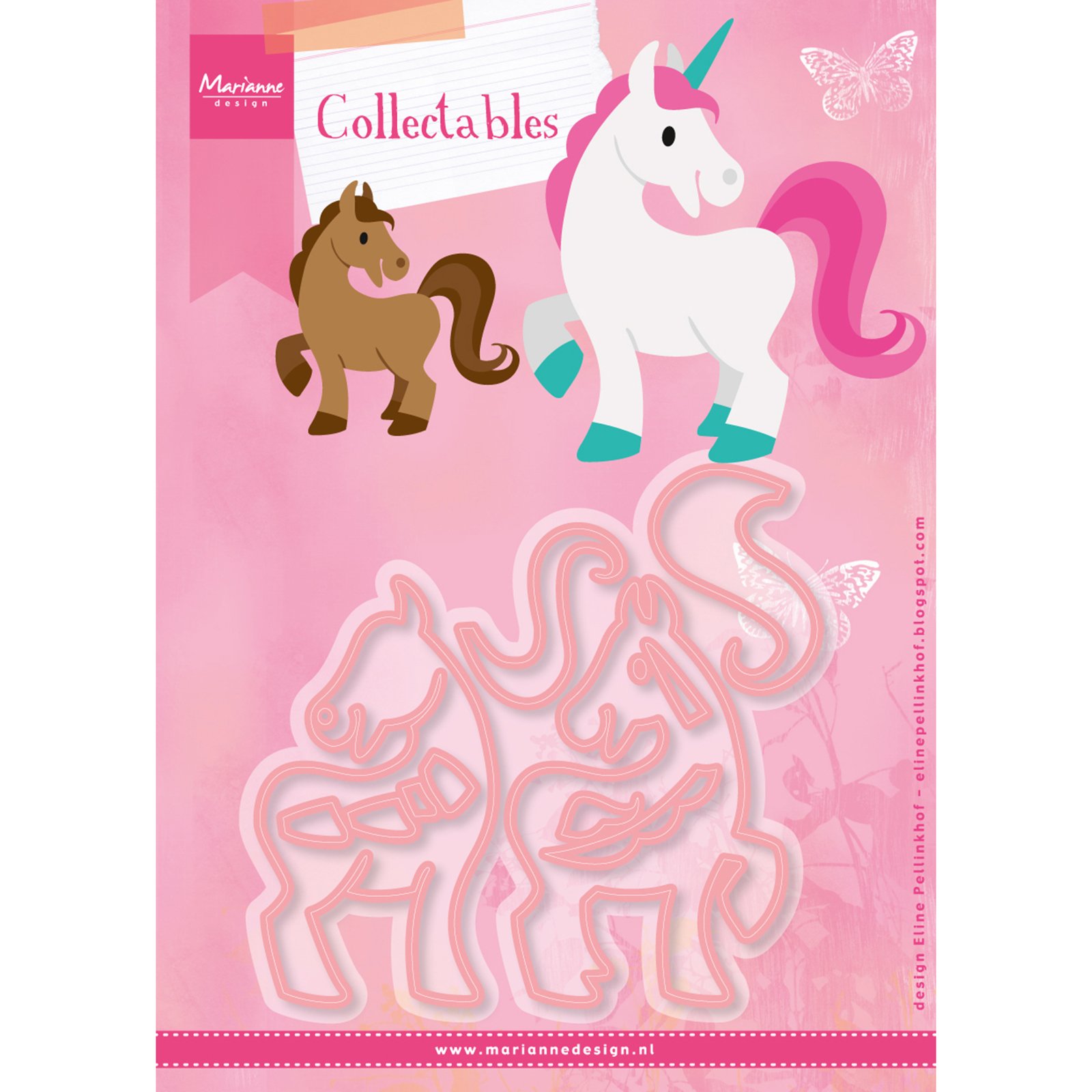 Marianne DesignCollectables Eline's Horse and Unicorn Dies, Metal, Pink