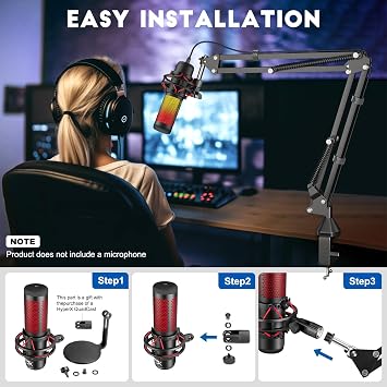 Microphone Arm,Aokeo AK-35 Microphone Desk Stand-Microphone Suspension Boom Scissor Arm Stand For Blue Yeti,Blue Snowball iCE,QuadCast,Elgato