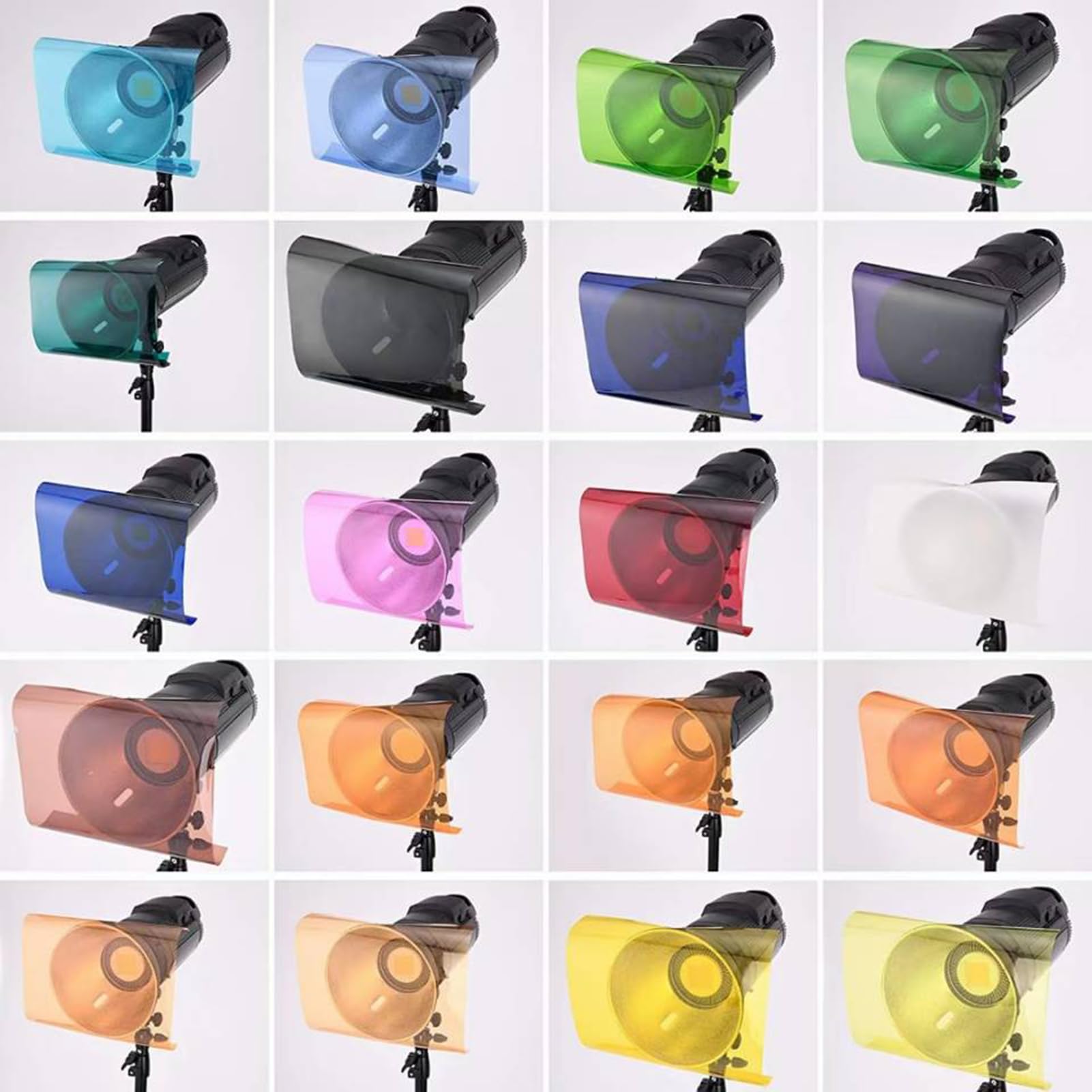 20 Stück 50 * 40 cm Farbfolien Gel Farbfilter Farbkorrektur-Gel-Lichtfilterblatt, Farbkorrekturfilter-Kit, Gel Transparente Farbige für Fotografieren Strobe Blitz Videoaufnahmen