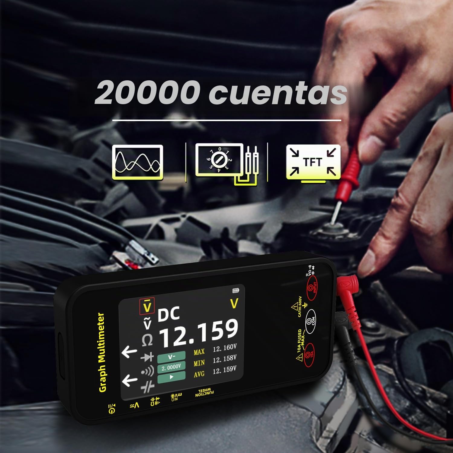 BSIDE Kit Multímetro Digital Probador de Voltaje Multímetro Gráfico 20000 Cuentas y Comprobador de Fase, Tester Electricista para Tensión Corriente Milivoltios AC Pico Capacitancia Diodo Temperatura