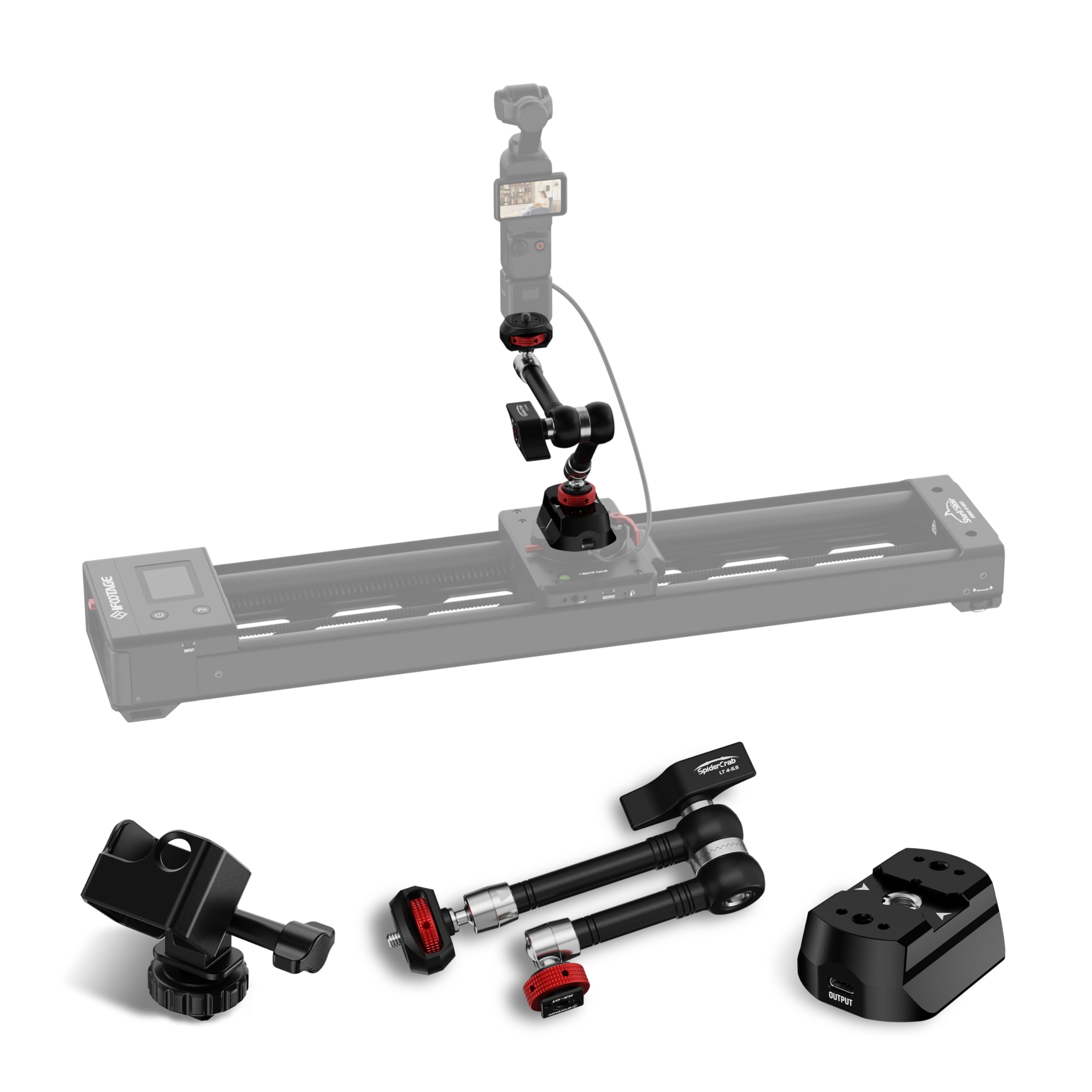 IFOOTAGE - Soporte de liberación rápida para Nano II y Pocket 3 y abrazadera de brazo mágico LT4-5.5, adaptador de conector rápido para cámara para control de movimiento completo