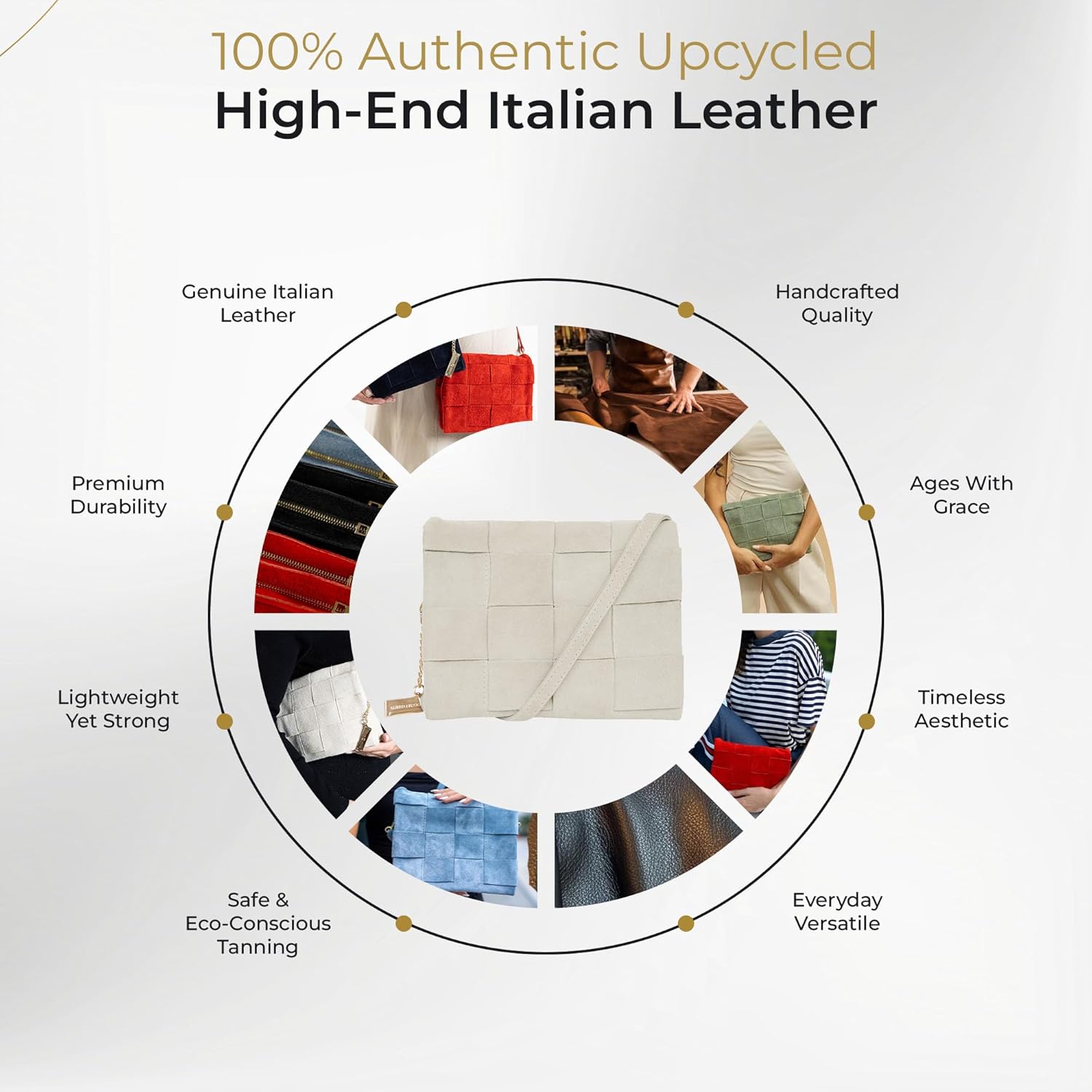 Premium Italian Leather Handmade in Florence, Italy. Suede Crossbody Bag for Women with a Detachable Strap Made in Italy - Image 4