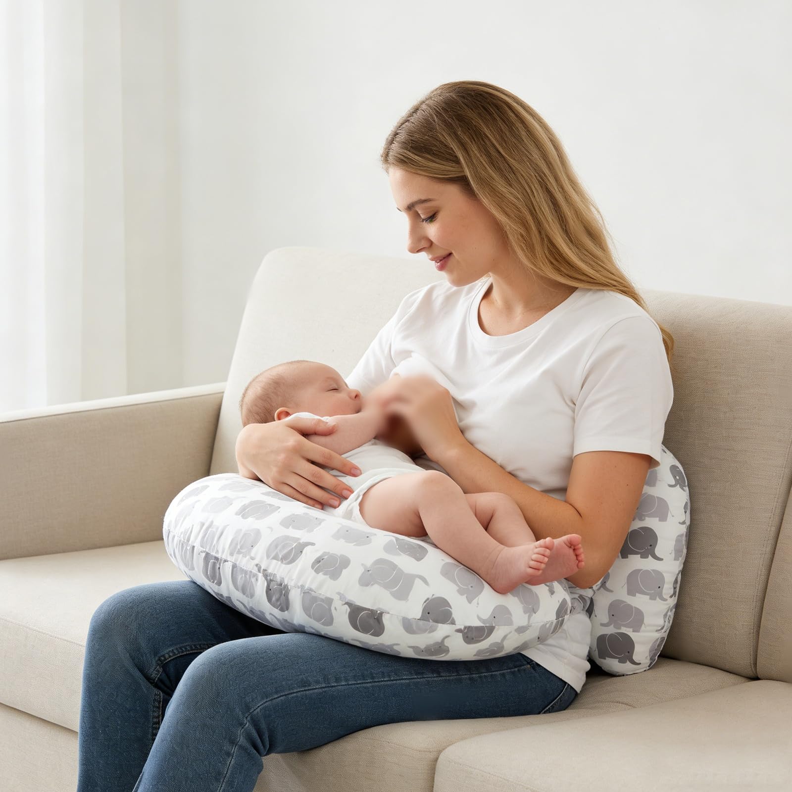 Funda para Almohada de Lactancia Winmany para Bebé, Removible, Almohadilla para Lactancia para Recién Nacido, Almohadilla de Lactancia Linda con Patrón para Niñas y Niños para Alimentación con Pecho y
