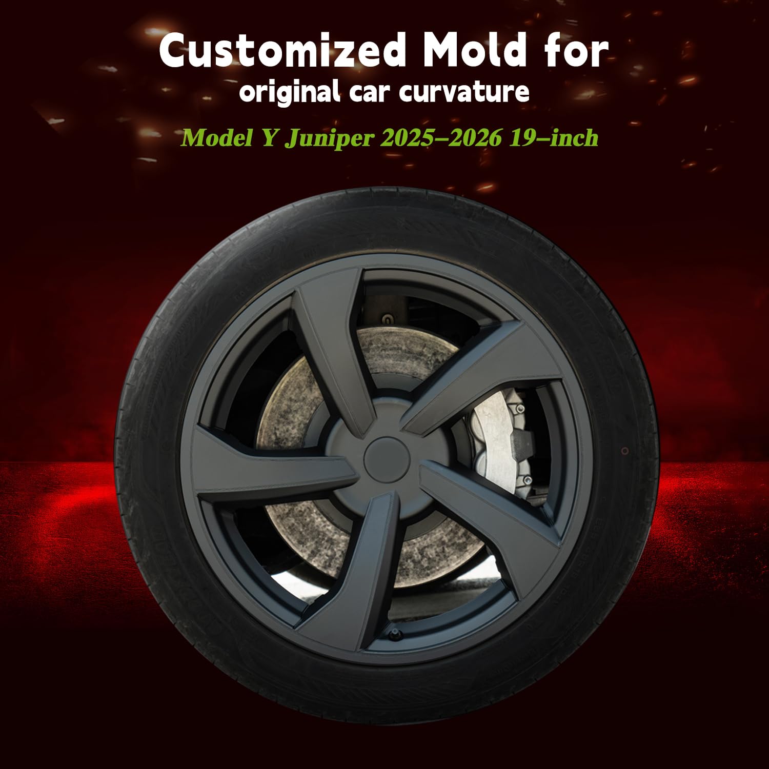 Arcoche 2025 2026 Model Y pokrowce na koła 48.3 cm, 4 szt. ochraniacz na felgi, model Y, osłona jałowca, materiał ABS, zamiennik pokrowców na koła (styl ostrza - matowa czerń)