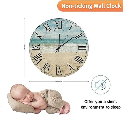 Miniatura 2 de Reloj de pared redondo de madera, funciona con pilas, silencioso, sin contacto, retro, con números romanos, ideas de regalo para restaurantes,