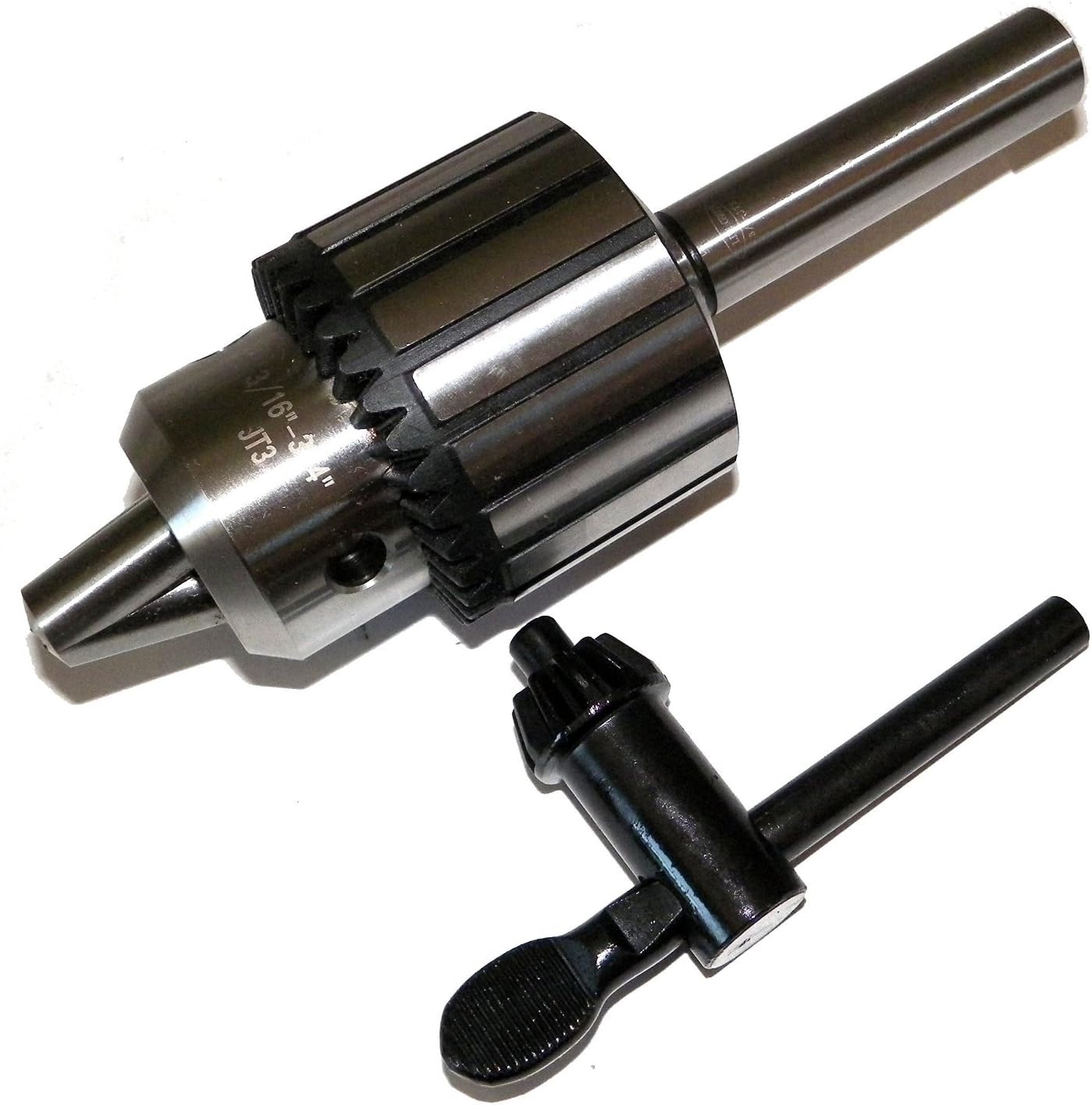 3/16"- 3/4" Heavy Duty Drill Chuck with Chuck Key and 1" Straight Shank