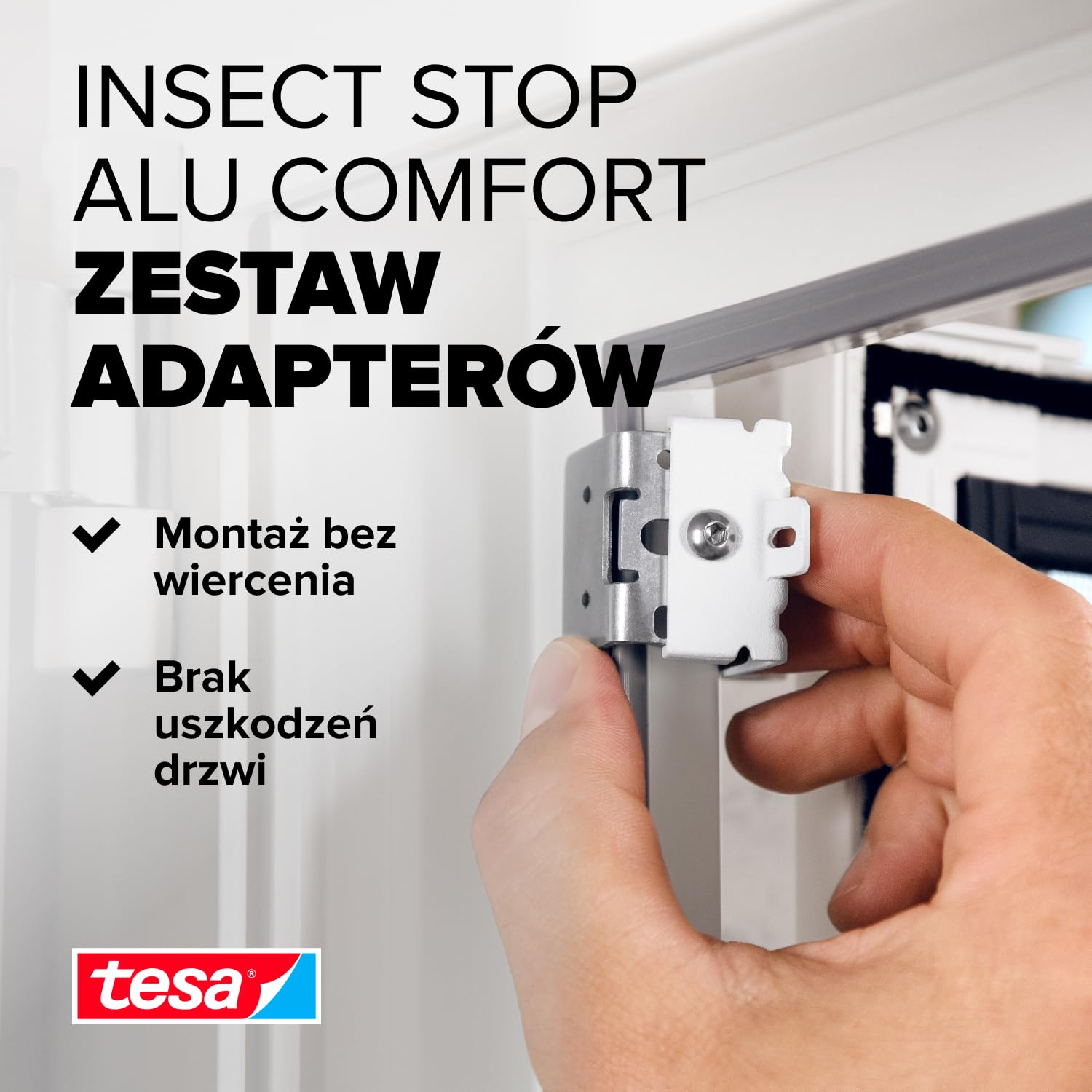 adapter do tesa Aluminiowa rama drzwi Insect Stop FALT - zacisk drzwiowy do montażu ościeżnic chroniących przed owadami bez wiercenia lub wkręcania - antracyt