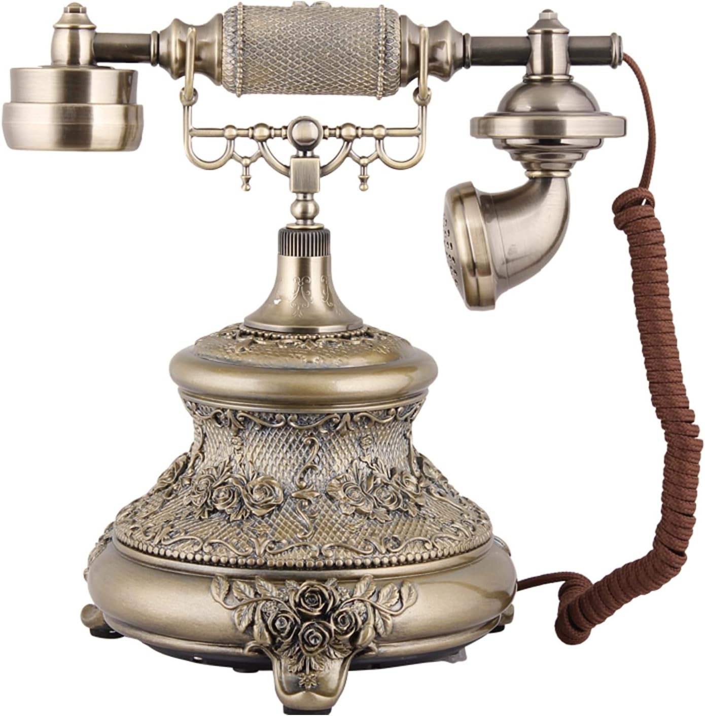 TelPal Retro Vintage Telephone, Bronze Antique Style Landline Home Phone, Decorative Old Fashioned Rotary Dial Desk Phones, Home Office Hotel Telephone Set