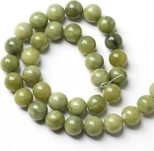 Miniatura 4 de 36 cuentas sueltas de jade verde chino de piedra natural de 0.394 pulgadas para hacer joyas, pulseras y collares, 1 hebra