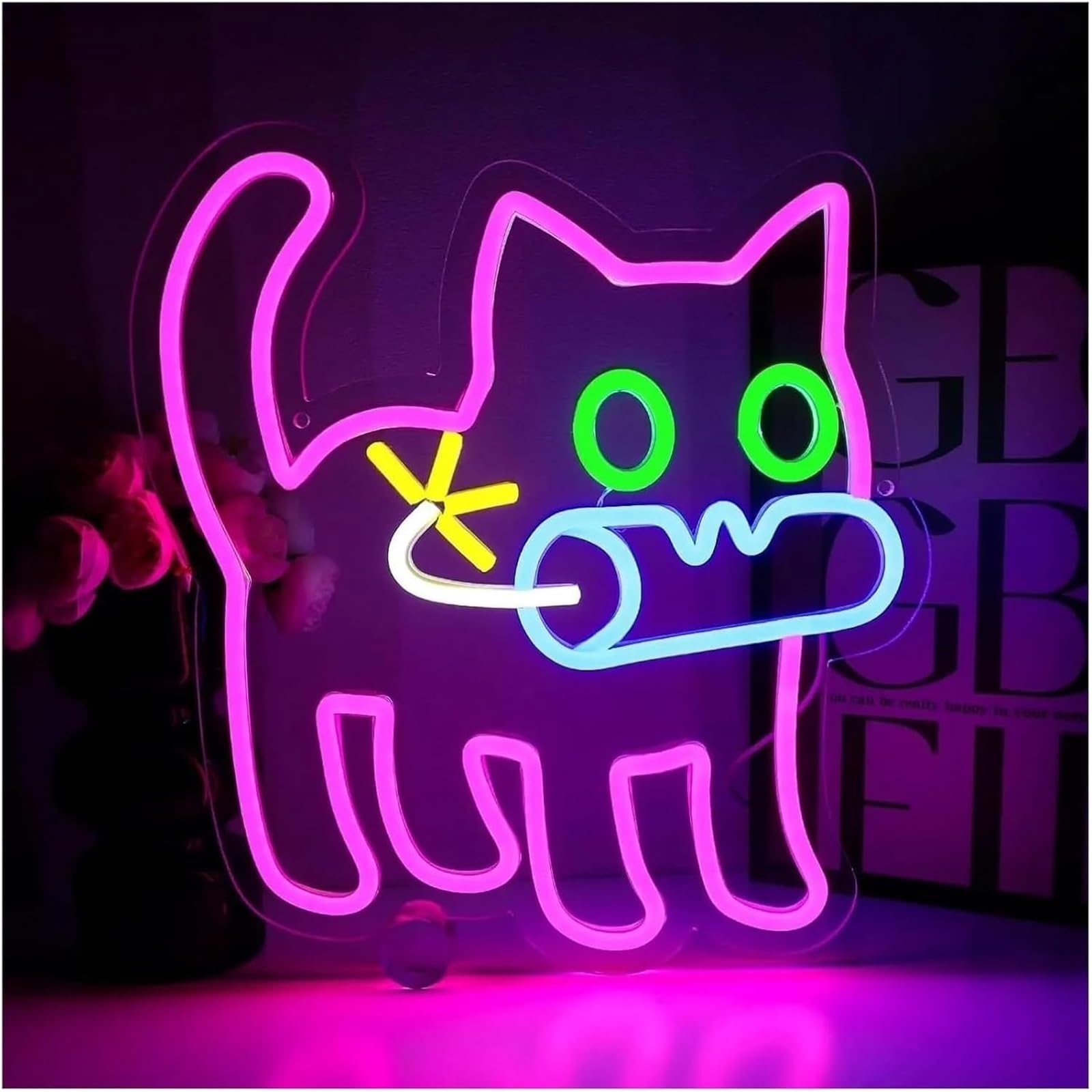 Wexxaii neon Light Sign for neon Lamp Cat for Sign Funny Bomb Animal Led Light for Bedroom for Dimmable